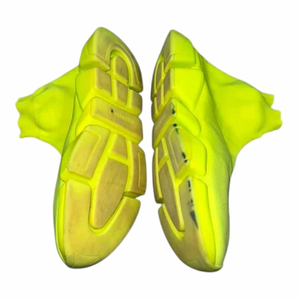 Balenciaga Speed 2.0 LT Sock Yellow Neon Knit Stretch High Top Sneakers Size 11 - Picture 4 of 9